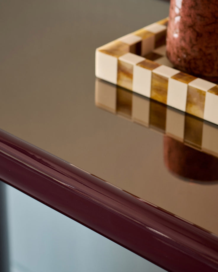 Siravo bronzed mirror with plum gloss console table
