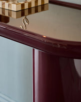 Siravo bronzed mirror with plum gloss console table