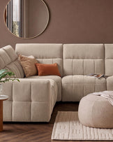 Skye champagne chenille small corner sofa