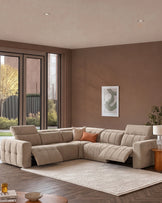 Skye champagne chenille large corner sofa