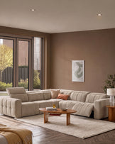 Skye champagne chenille large corner sofa