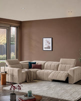 Skye champagne chenille small corner sofa