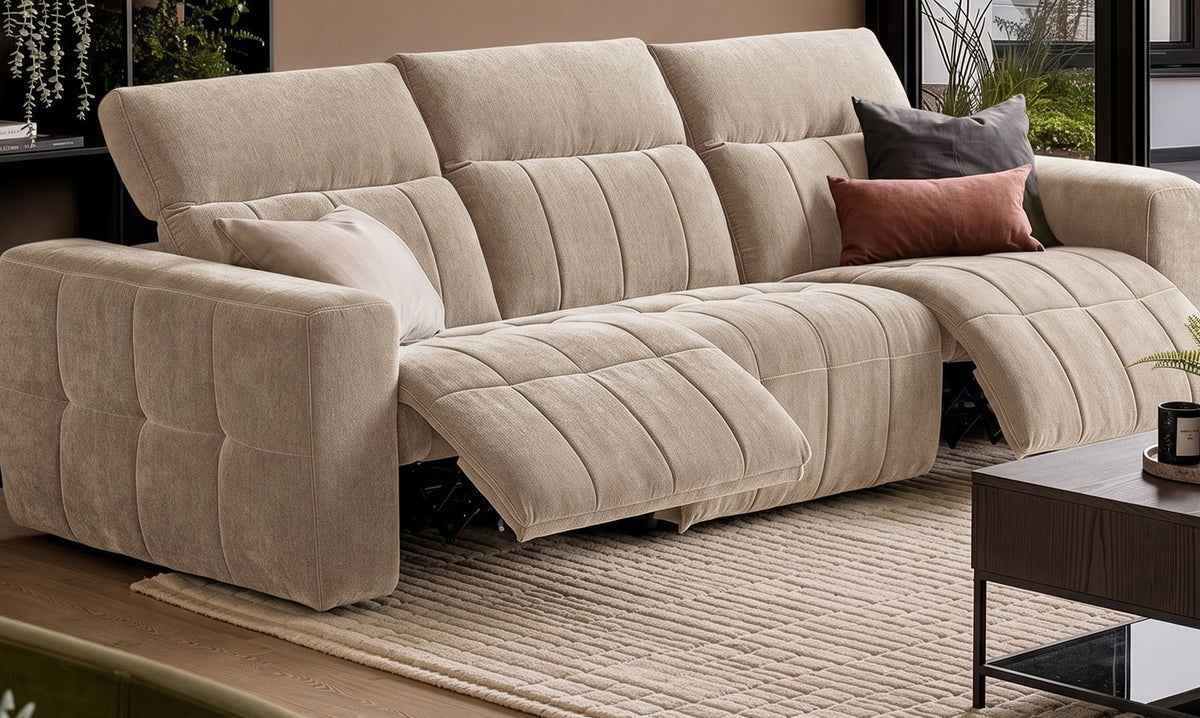 Skye champagne chenille 3 seater sofa