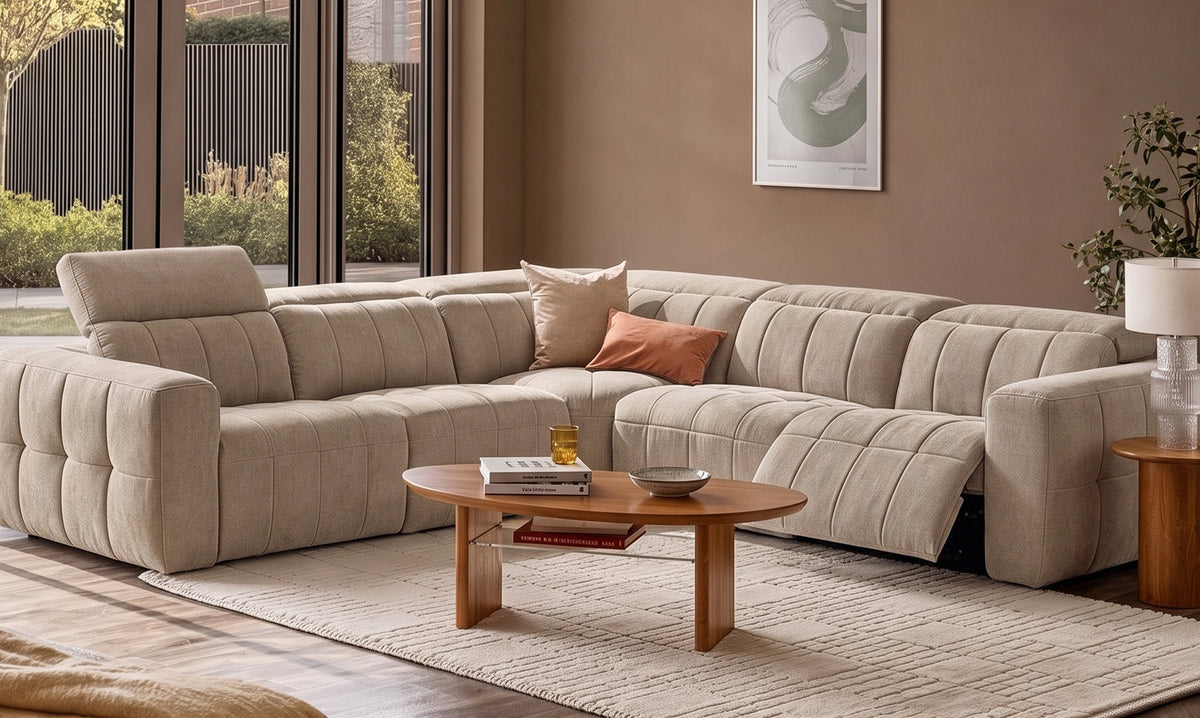 Skye champagne chenille large corner sofa