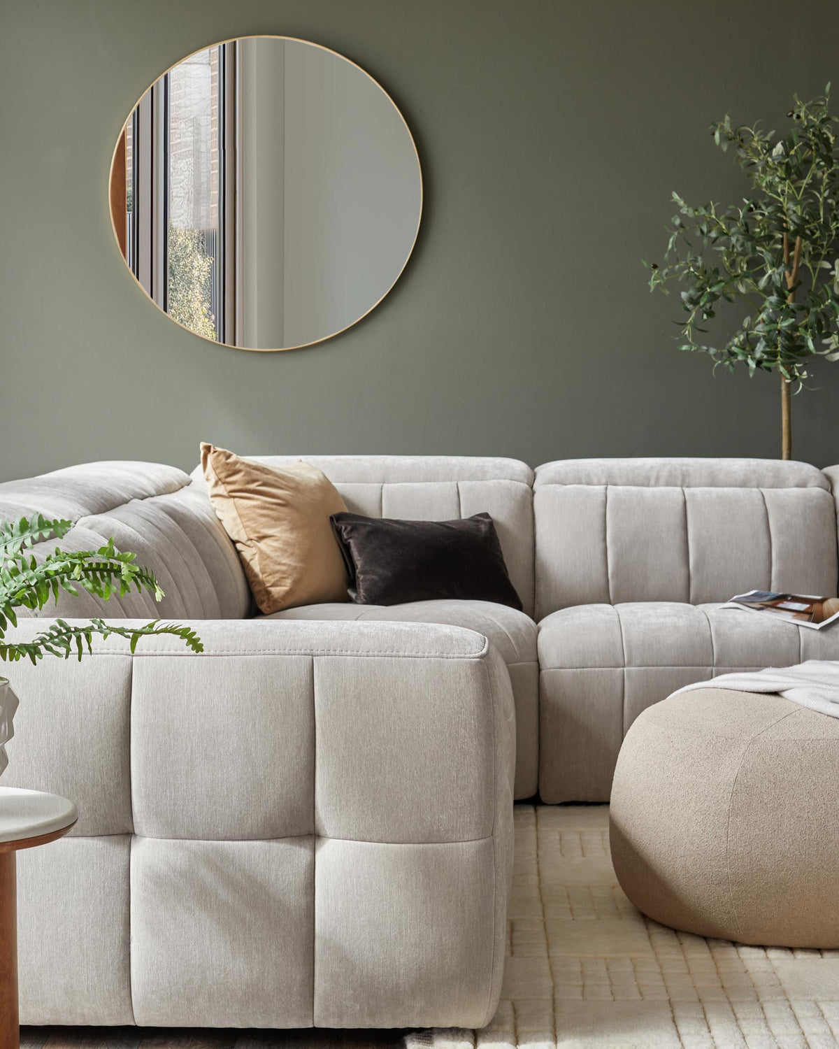 Skye light grey fabric small corner recliner sofa – Danetti