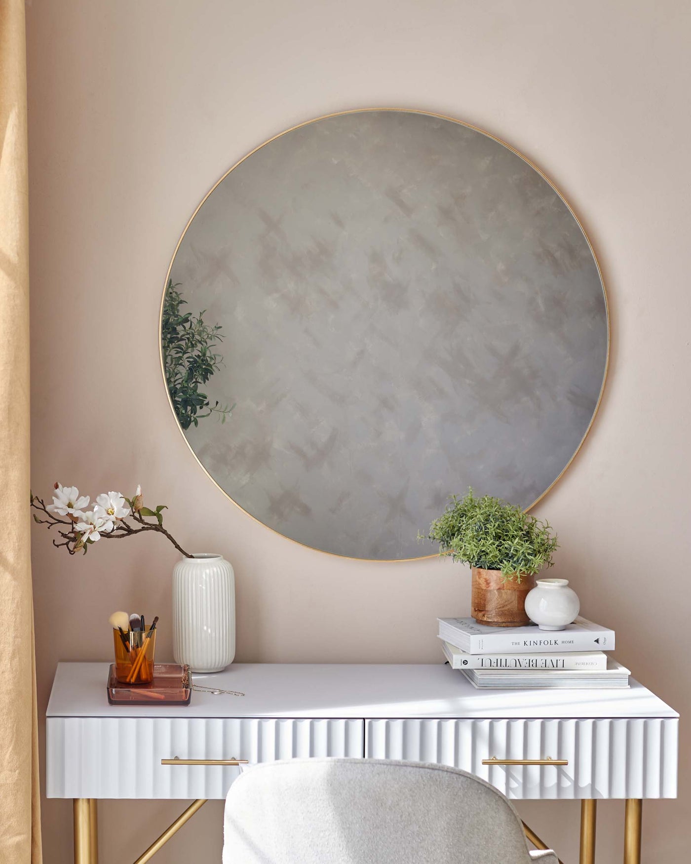 tait large round wall mirror gold