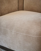 Teagan right-hand corner sofa in champagne fabric, showing curved seat cushion detail and neutral upholstery.