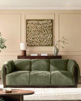 Teagan olive green fabric 3 seater sofa
