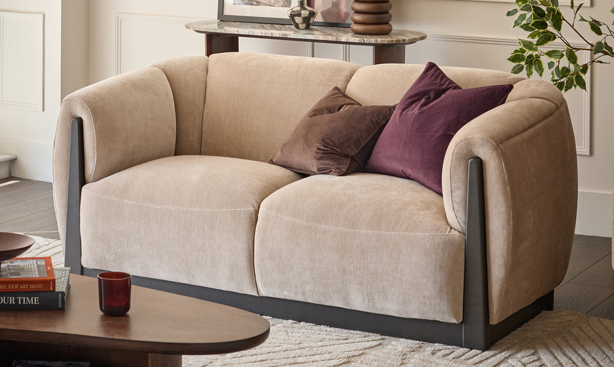 Teagan champagne fabric 2 seater sofa