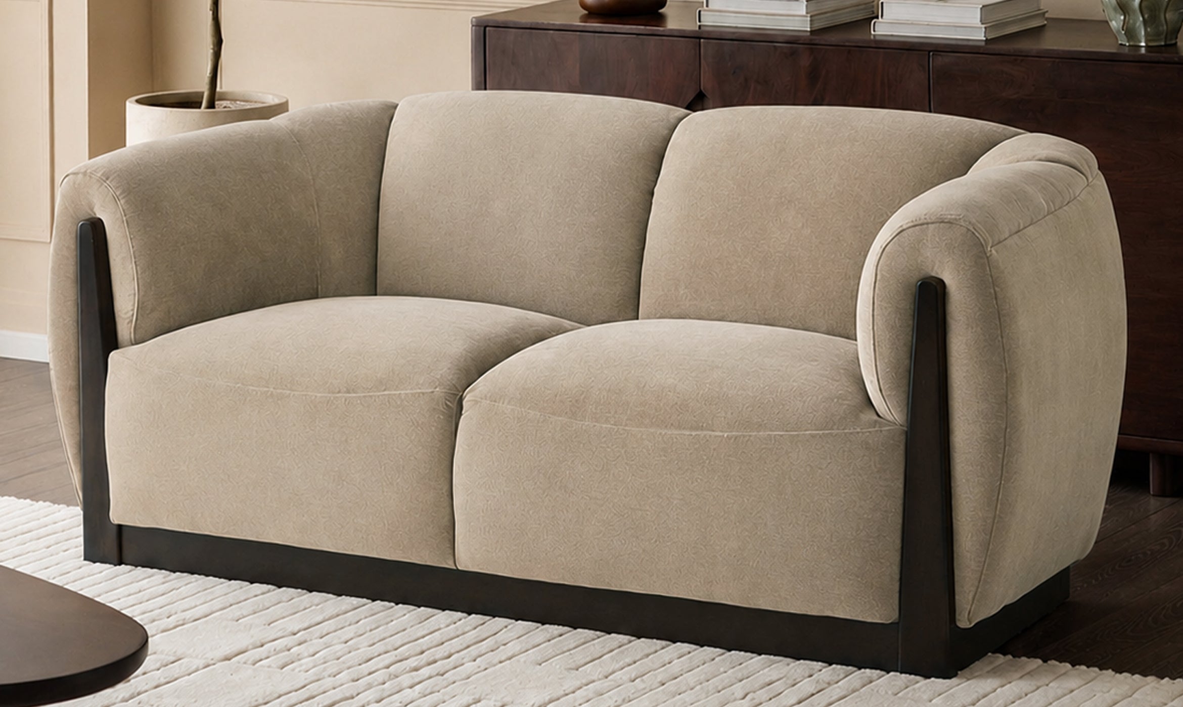 Teagan champagne fabric 2 seater sofa
