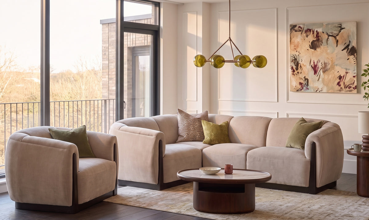 Teagan champagne chenille armchair
