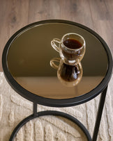 Thea bronze mirror tray side table
