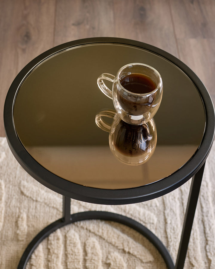 Thea bronze mirror tray side table