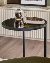 Thea bronze mirror tray side table