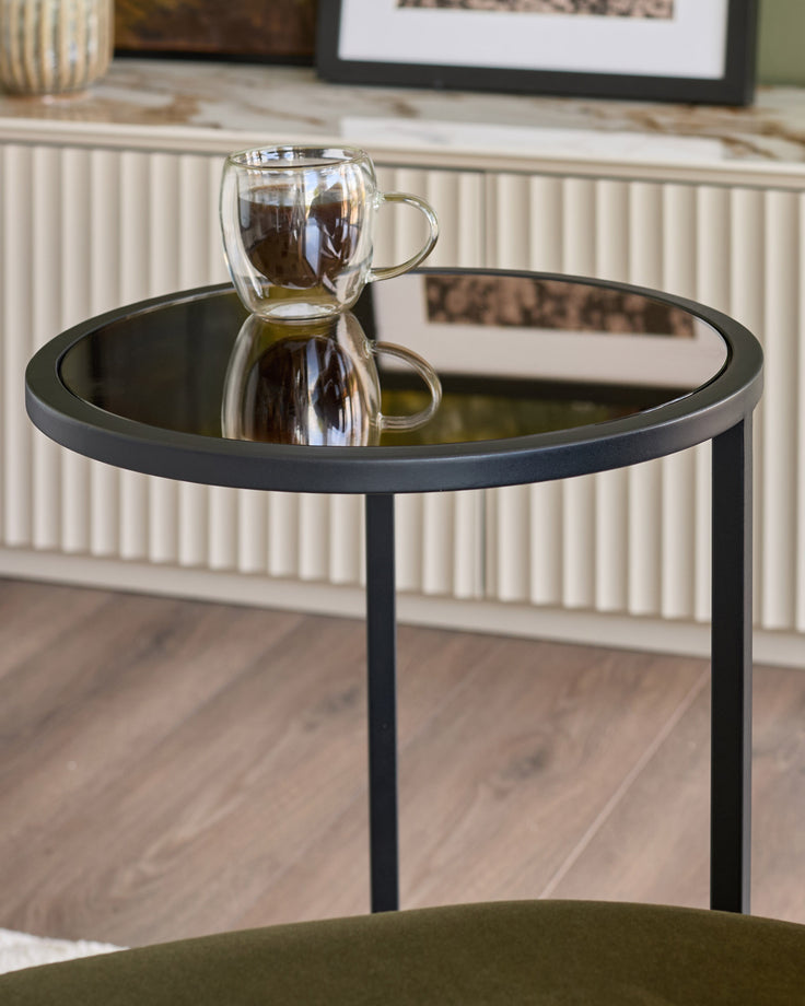 Thea bronze mirror tray side table