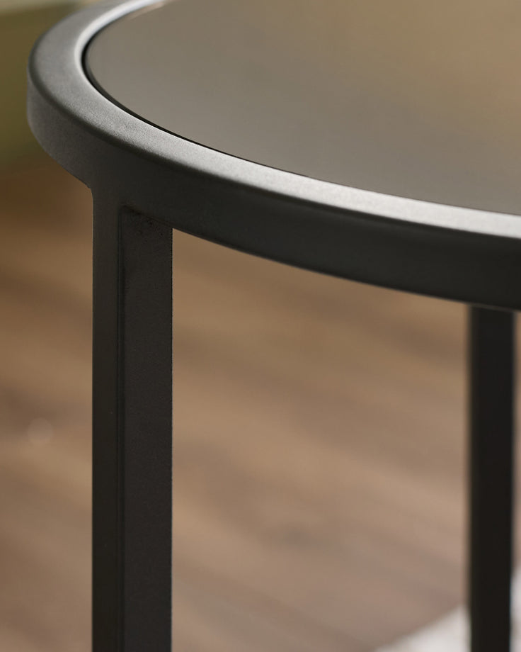Thea bronze mirror tray side table