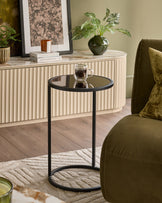 Thea bronze mirror tray side table