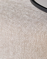 Thea natural ceramic coffee table and natural fabric pouffe set