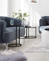 Thea Smoked Mirror and Black Tray Table