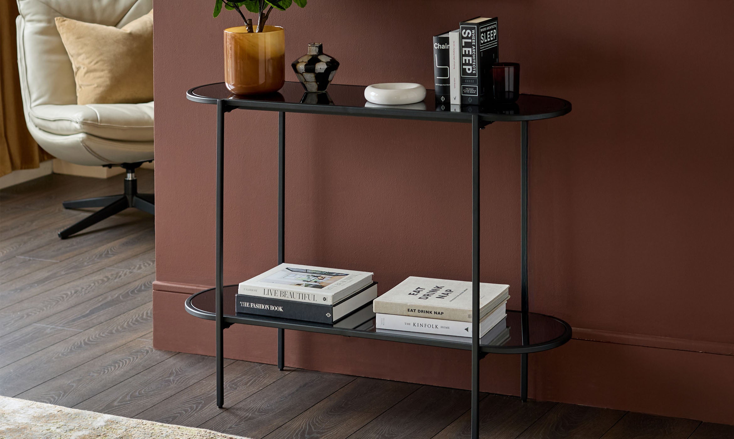 Thea Black Smoked Mirror Console Table