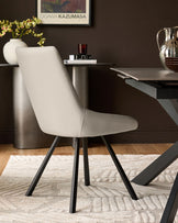 Theo Light Grey Faux Leather Dining Chair With Black Legs