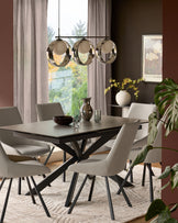 Theo Light Grey Faux Leather Dining Chair With Black Legs