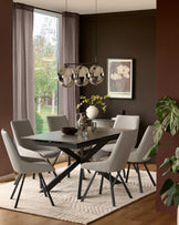 Theo Light Grey Faux Leather Dining Chair With Black Legs