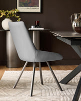 Theo Mid Grey Faux Leather Dining Chair