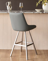 Theo Mid Grey Faux Leather Swivel Bar Stool
