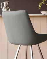 Theo Mid Grey Faux Leather Swivel Bar Stool