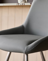 Theo Mid Grey Faux Leather Swivel Bar Stool