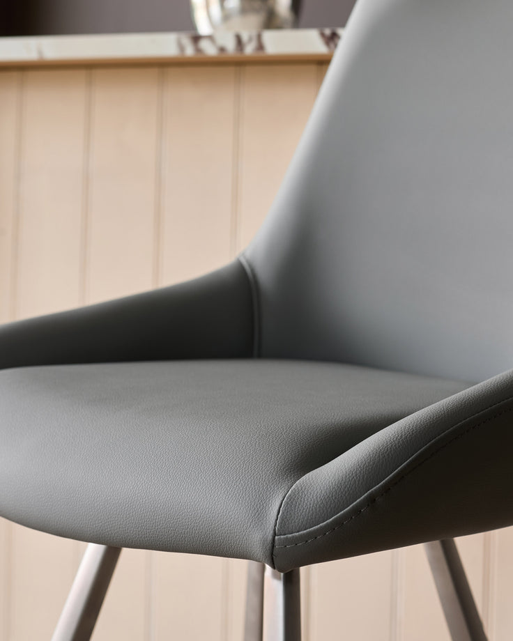 Theo Mid Grey Faux Leather Swivel Bar Stool