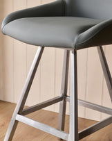 Theo Mid Grey Faux Leather Swivel Bar Stool