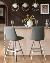 Theo Mid Grey Faux Leather Swivel Bar Stool