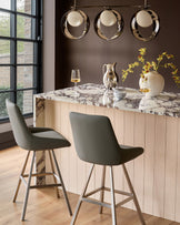 Theo Mid Grey Faux Leather Swivel Bar Stool