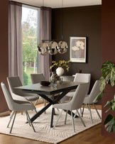 Chloe 3-pendant light with silver chrome finish and glass shades, suspended over dining table in modern room setting.