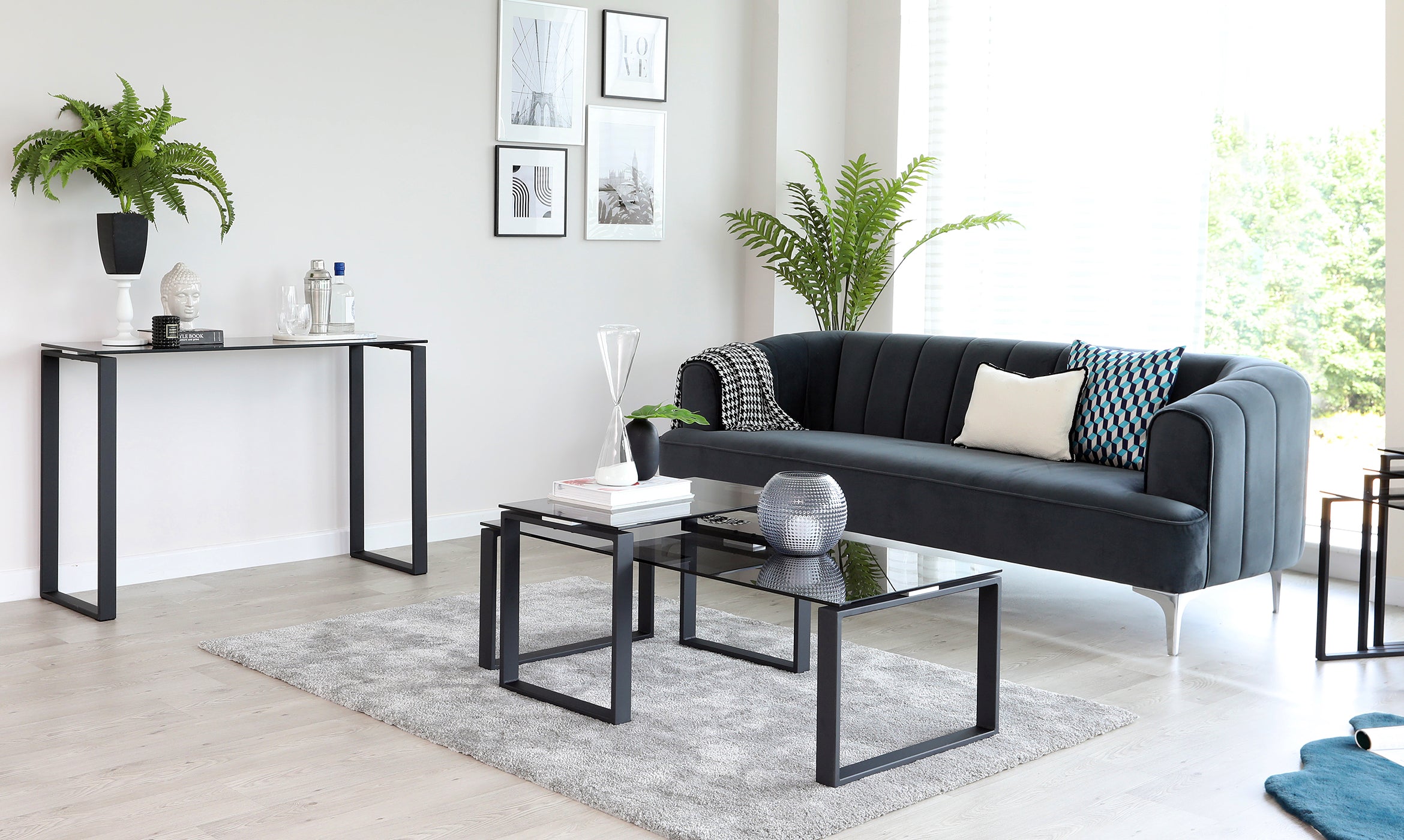 Tiva Smoked Glass Coffee Table Set