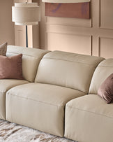 Triana natural grey leather 3 seater sofa