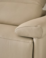 Triana natural grey leather 3 seater sofa
