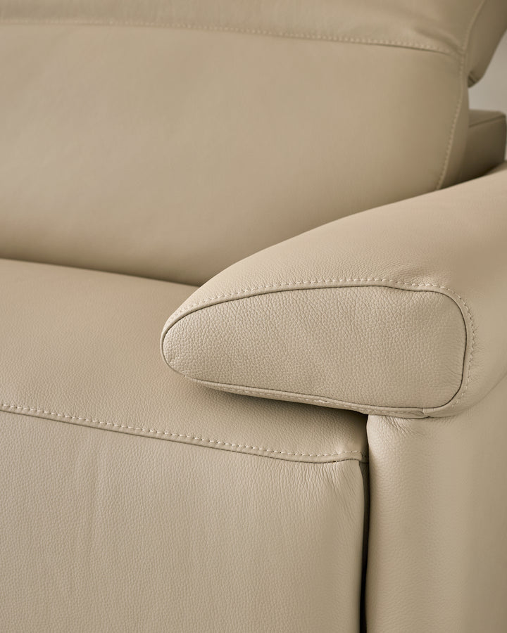Triana natural grey leather 3 seater sofa