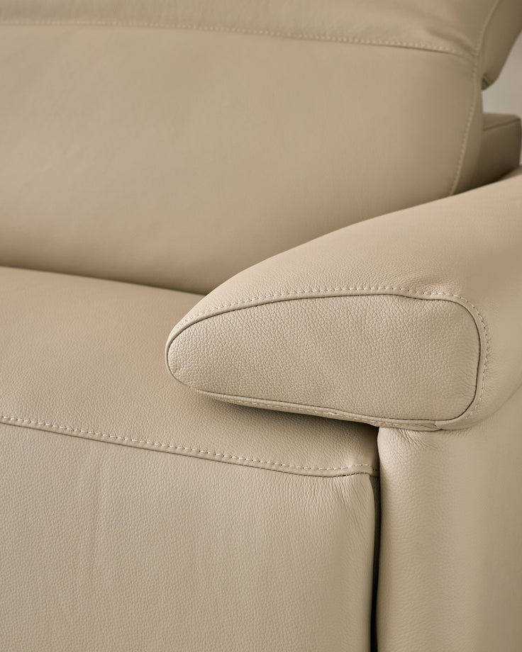 Triana natural grey leather 3 seater sofa