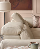 Triana natural grey leather right hand small corner sofa