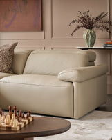Triana natural grey leather right hand small corner sofa