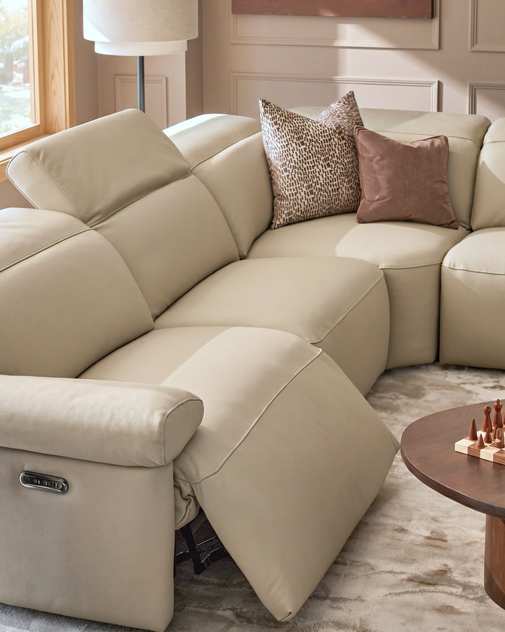 Triana natural grey leather right hand small corner sofa