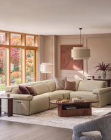 Triana natural grey leather right hand small corner sofa