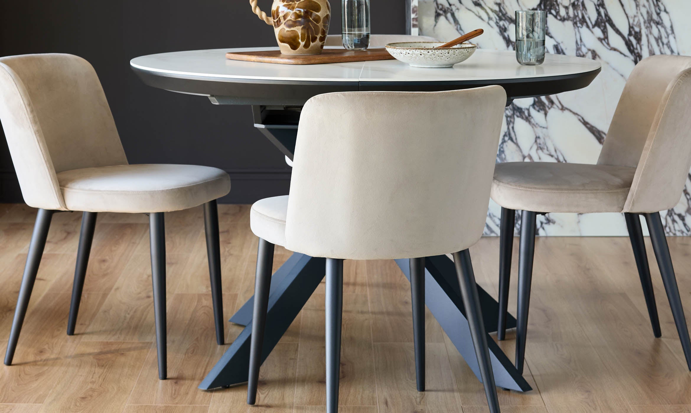 Trinny Champagne Velvet Dining Chair