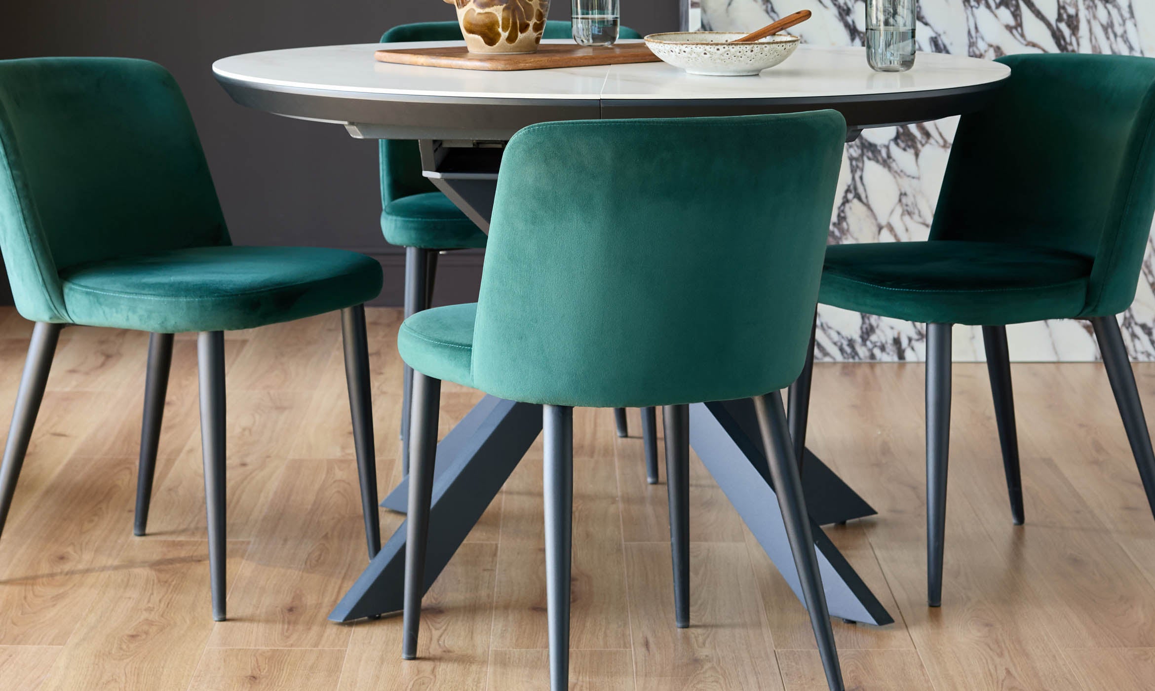 Trinny Dark Green Velvet Dining Chair