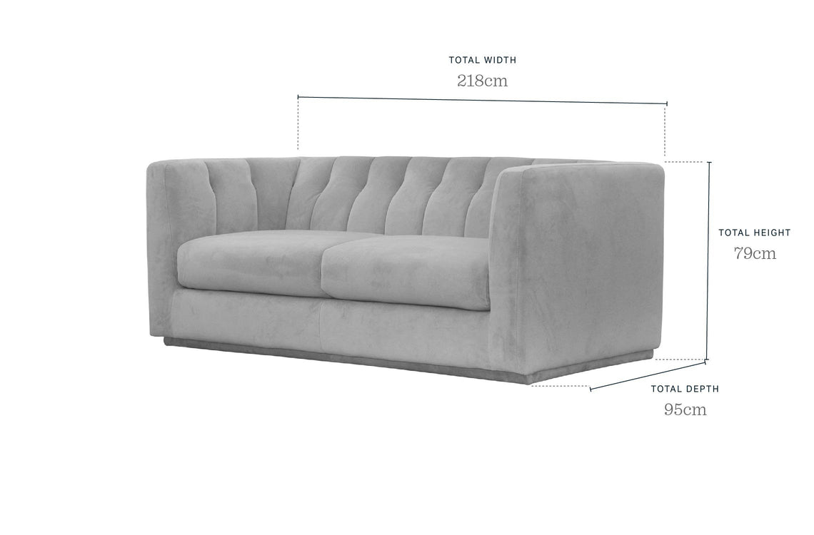 Valentina olive green velvet 3 seater sofa
