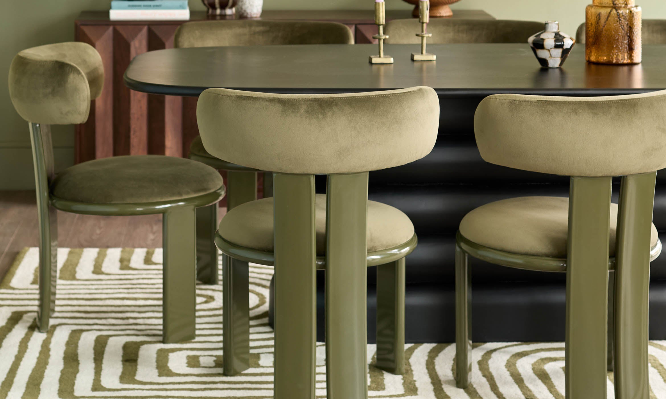 Valerie olive green velvet dining chair