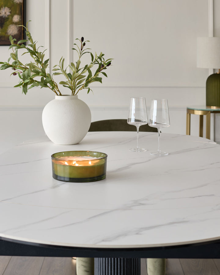 Vidal white ceramic 4 - 6 seater extending dining table